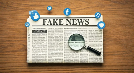 Fake News - newspaper with social media icons